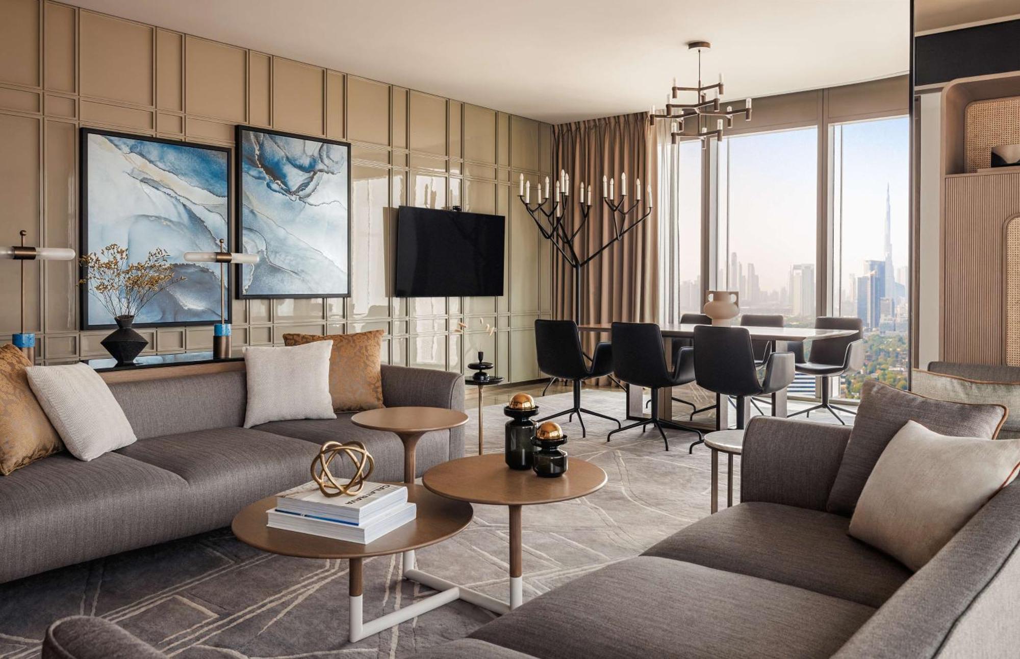 Hotel One&Only One Za'Abeel Dubaj Zewnętrze zdjęcie The living room of a three-bedroom apartment